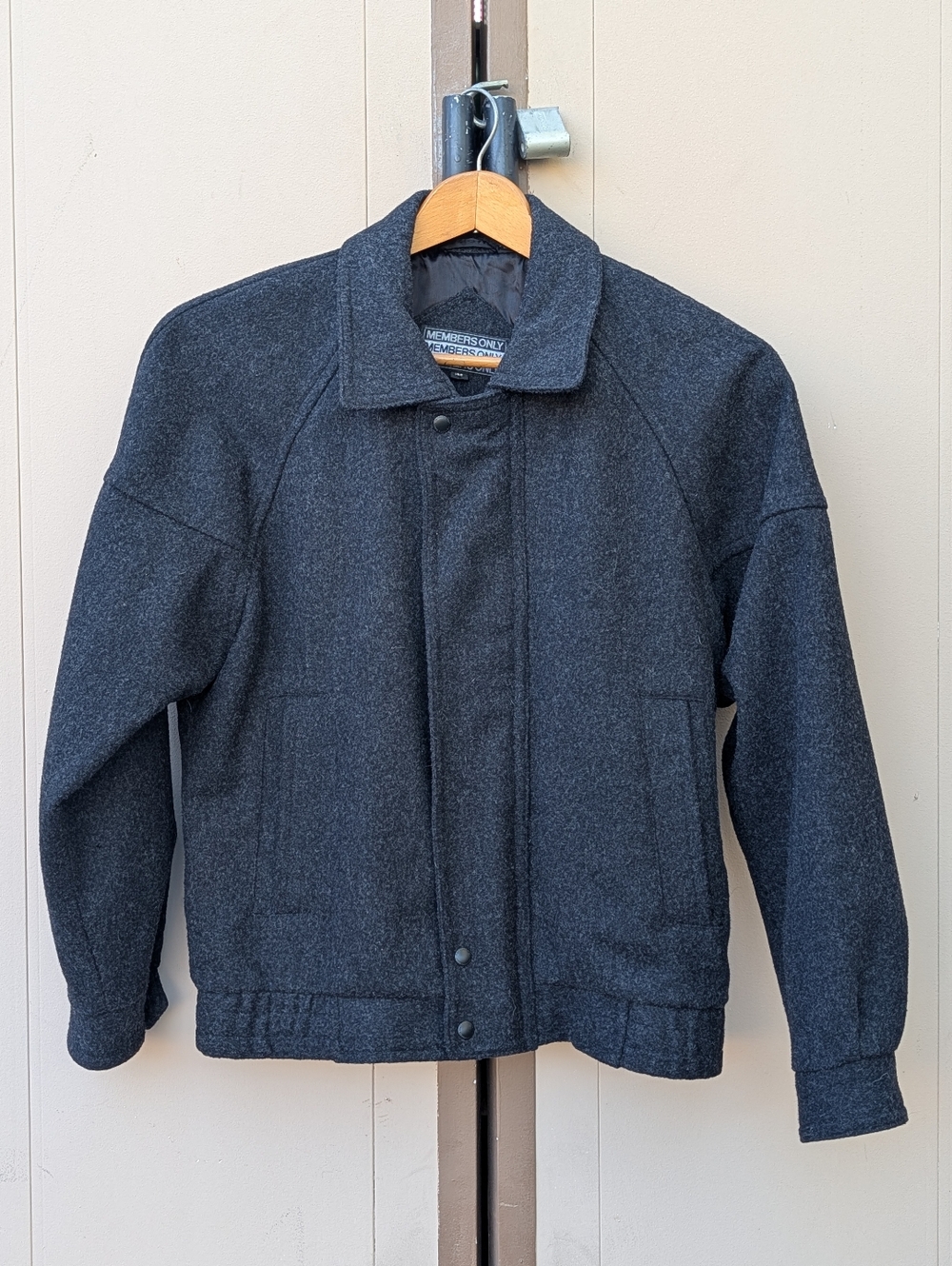 Vintage Members Only 100% Wool Bomber Jacket - Charcoal Gray - Size 42